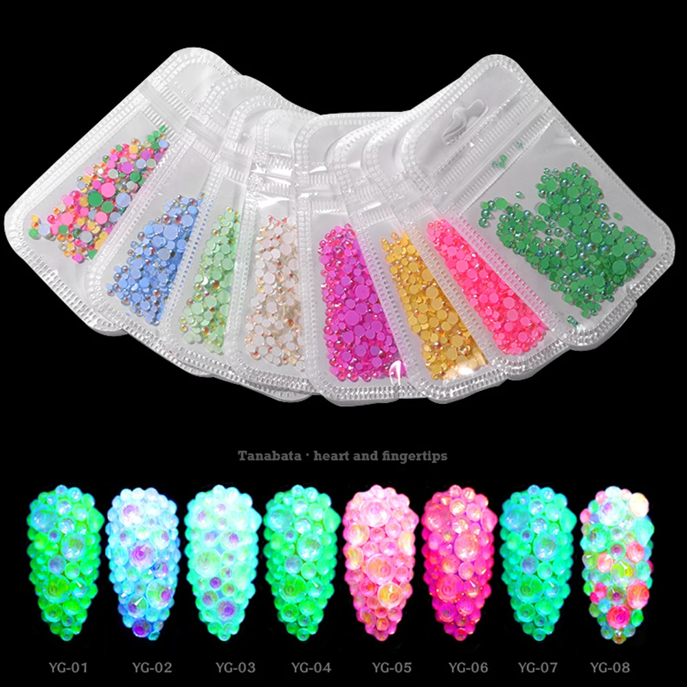 

Luminous Nails Art Rhinestones Super Shining Decorations Mix 3D Fluorescent Crystal Nail Stones Strass Manicure Accessories