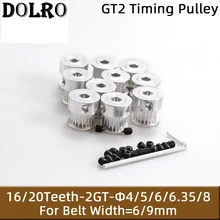  3D Printer Parts GT2 Timing Pulley 16 Tooth 2GT 20 Teeth Aluminum Bore 5mm 8mm Synchronous Wheels Gear Part For Width 6mm 10mm 