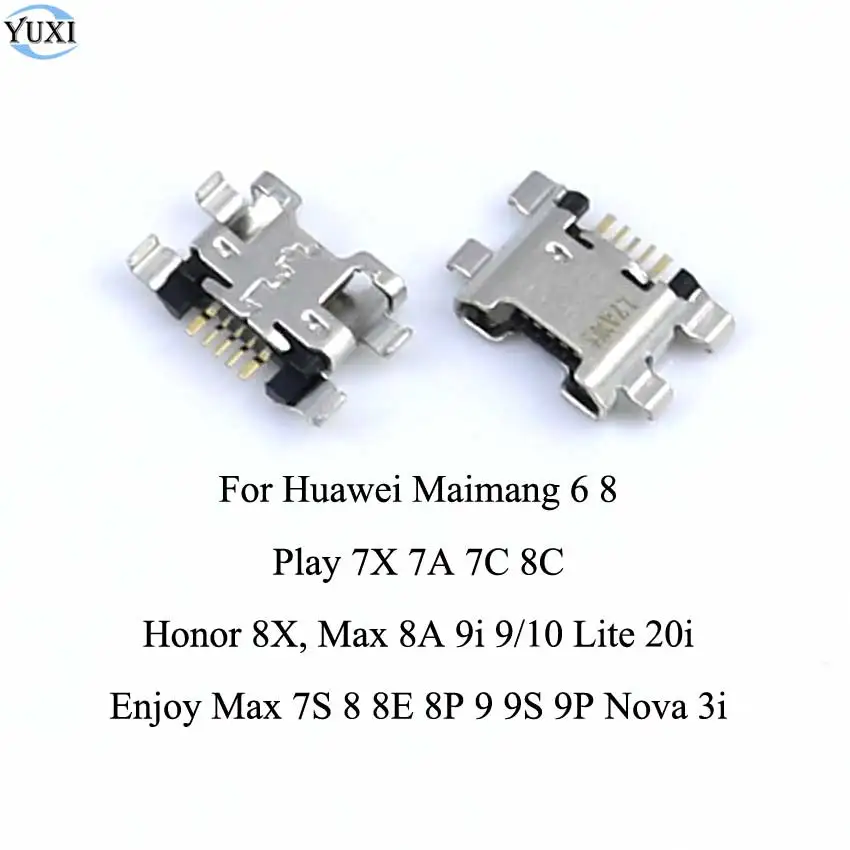 YuXi 2 шт. для Huawei Honor Max 8X 8A 9i 9 10 Lite 20i Play 7X 7A 7C 8C Enjoy 7S 9s Nova 3i зарядный порт USB коннектор
