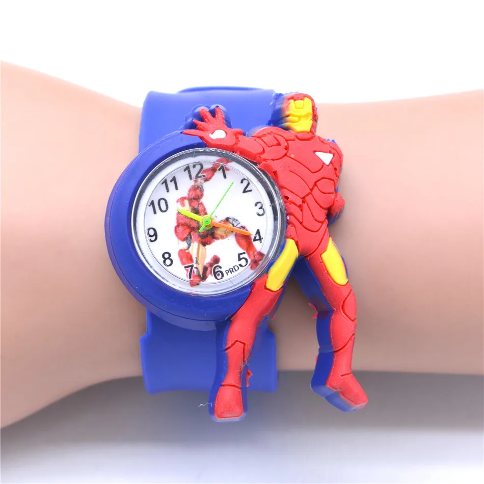 3D Eye Minions Cartoon Watches Kids Boys Quartz Watch Silicone Slap Belt Child Clocks Children Toys Christmas Gift - Color: Iron Man Watches