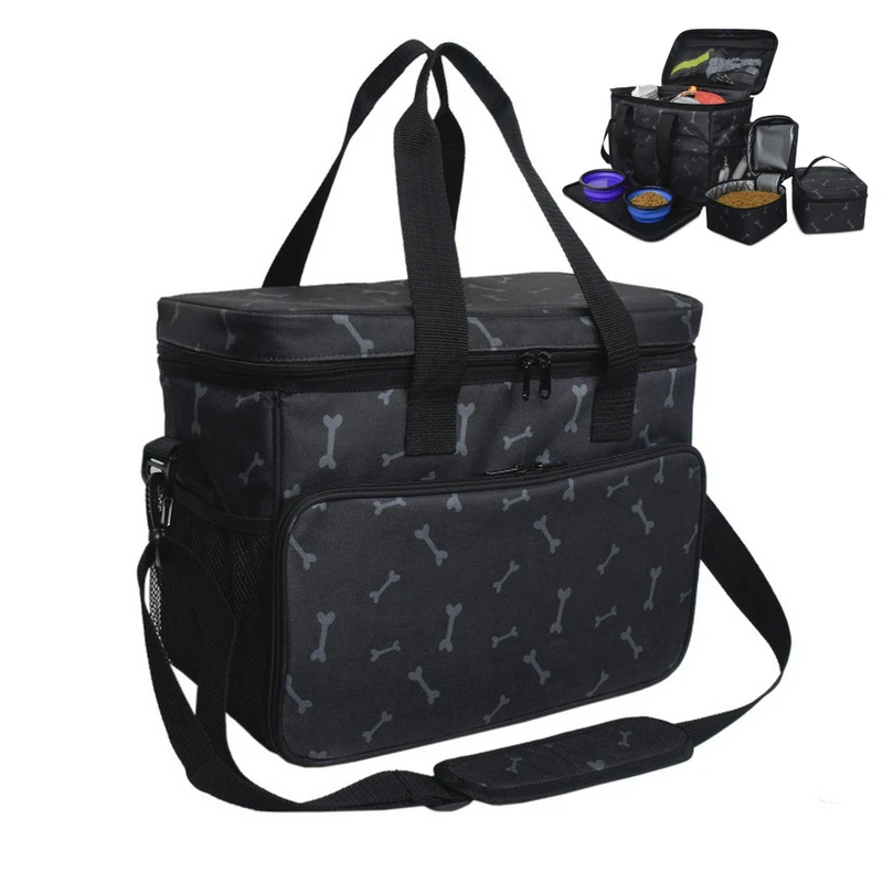 

Multi-Function Pet Travel Shoulder Bag Dog Food Tote Carrier Container Organizer Set For Outdoor Camping Food Storage Containers