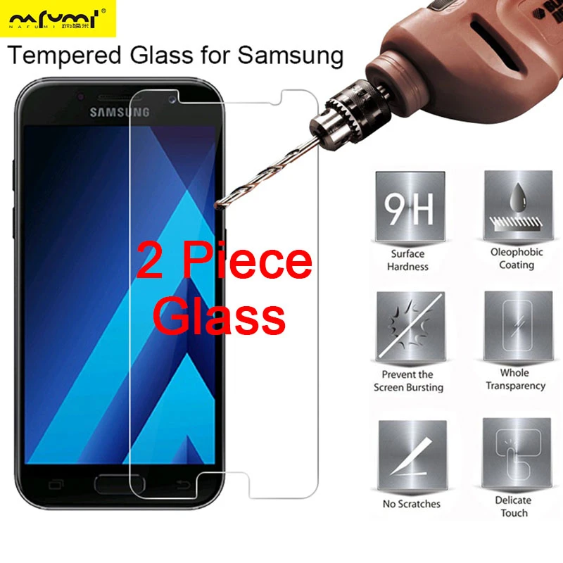 Пленка из закаленного стекла для Samsung A6 A8 Plus 2018 A7 A9 Note 5 7 3 4 9H 2 шт.|Защитные стёкла и