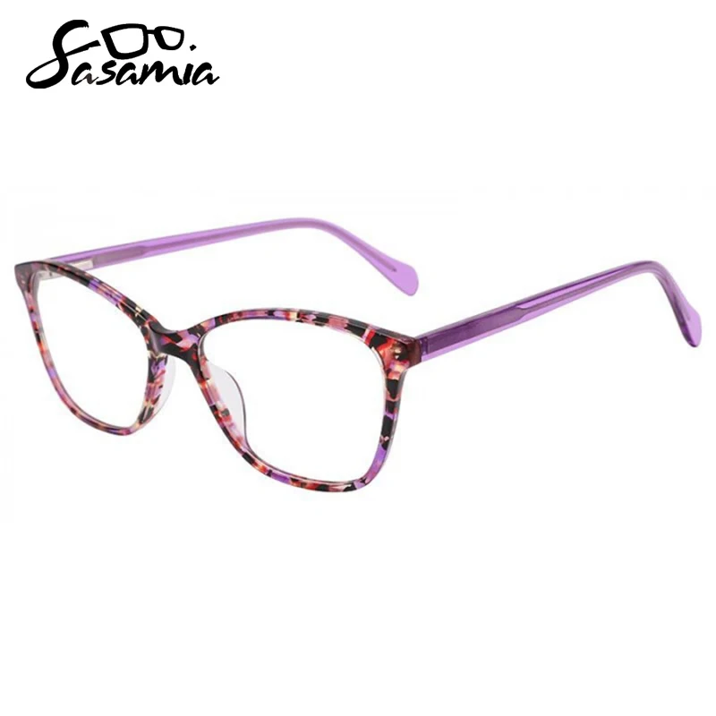SASAMIA Fashion Oval Glasses Frames Crystal with Floral Legs Woman