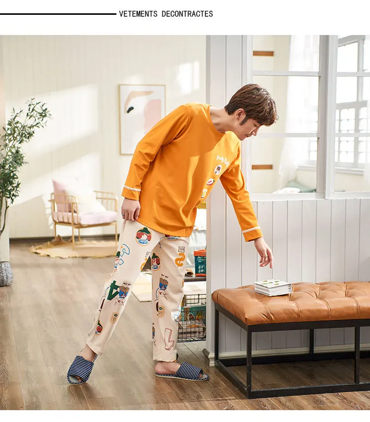 Spring And Autumn Men's 6535 Cotton Long Sleeve Trousers Korean-style Men Young And Middle-aged Thin Japanese Korean Home Wear T