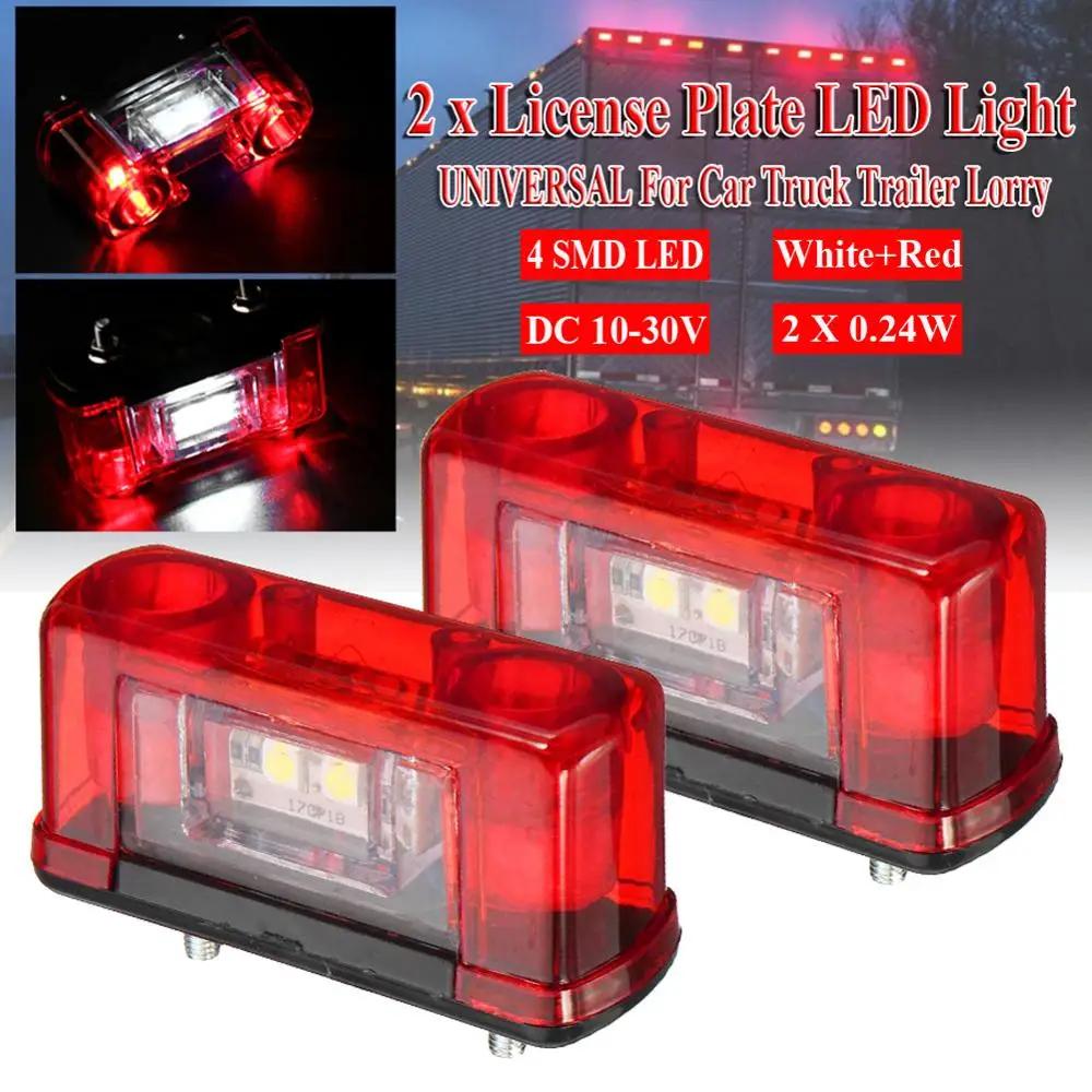 2PCS LED Car Number License Plate Lamps Universal for 12-24V Truck Trailer Lorry Waterproof 4 SMD Lights | Автомобили и мотоциклы