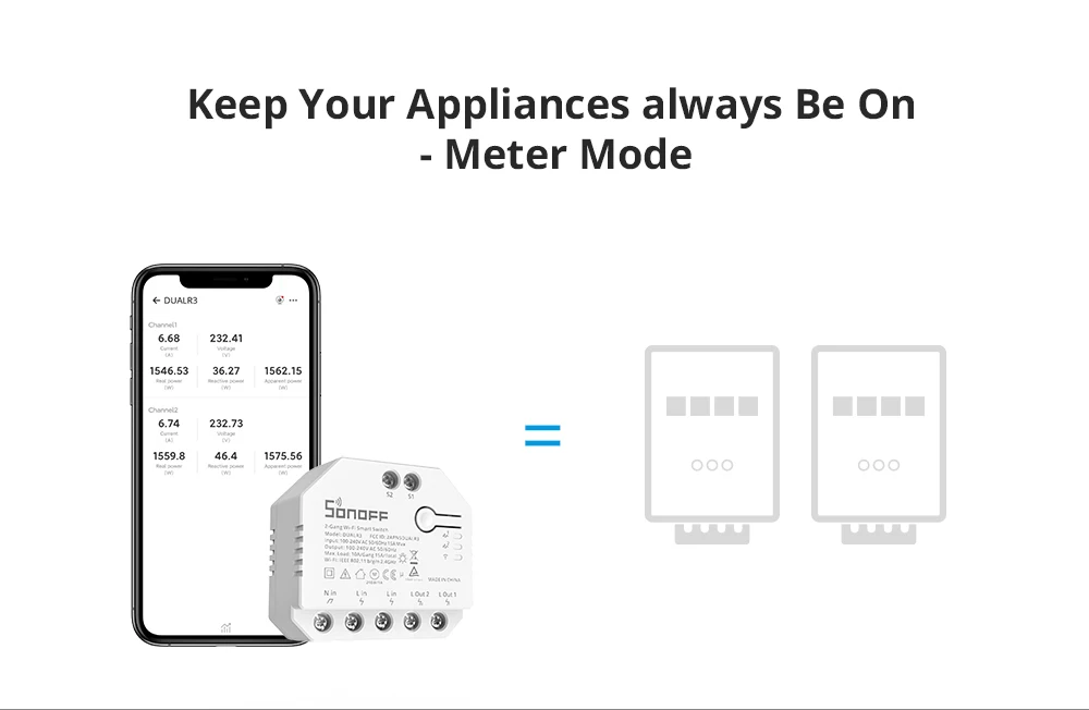 ITEAD SONOFF DUAL R3 2 Gang WiFi Dual Relay Module DIY MINI Smart Switch Power Metering Control Via eWeLink Alexa Google Home