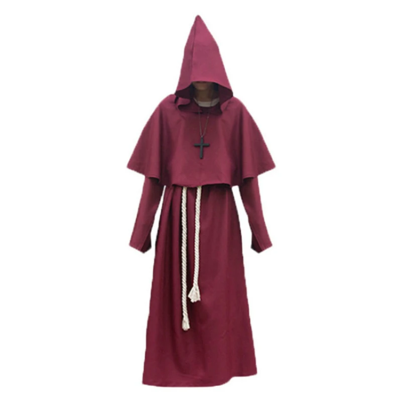 Plus Size Adult Easter Purim Halloween Costume for Men Medieval Monk Priest Costumes Christian Friar Missionary Cosplay Robe