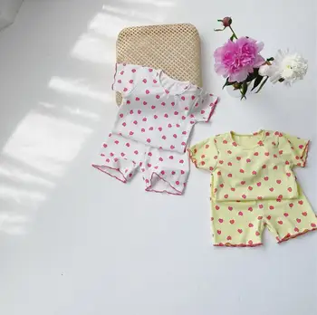 

2020 Wholesale New Girls 2 Pcs Printed Set T-Shirt+Shorts Summer Cotton Kids Suits 0-3 years QH104