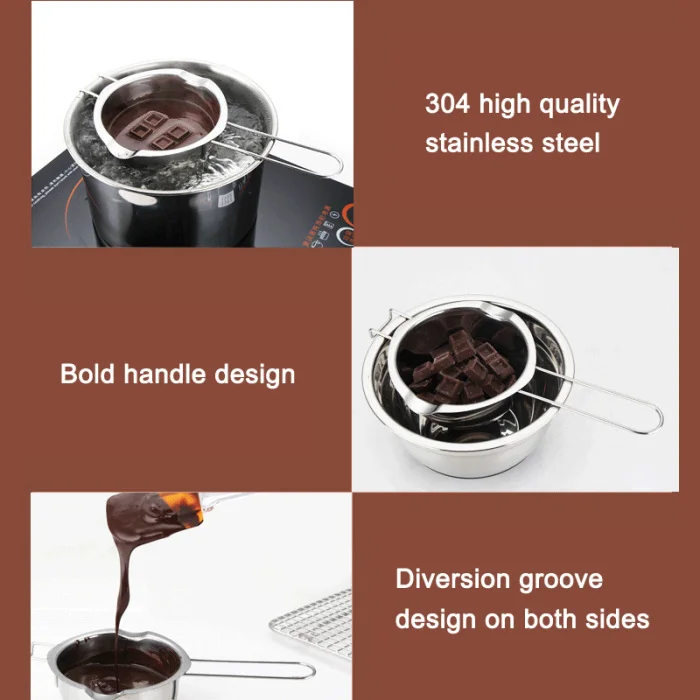 1pc Hook Design Stainless Steel Bowl Butter Chocolate Melting Pot Heating Spoon Pan JS22