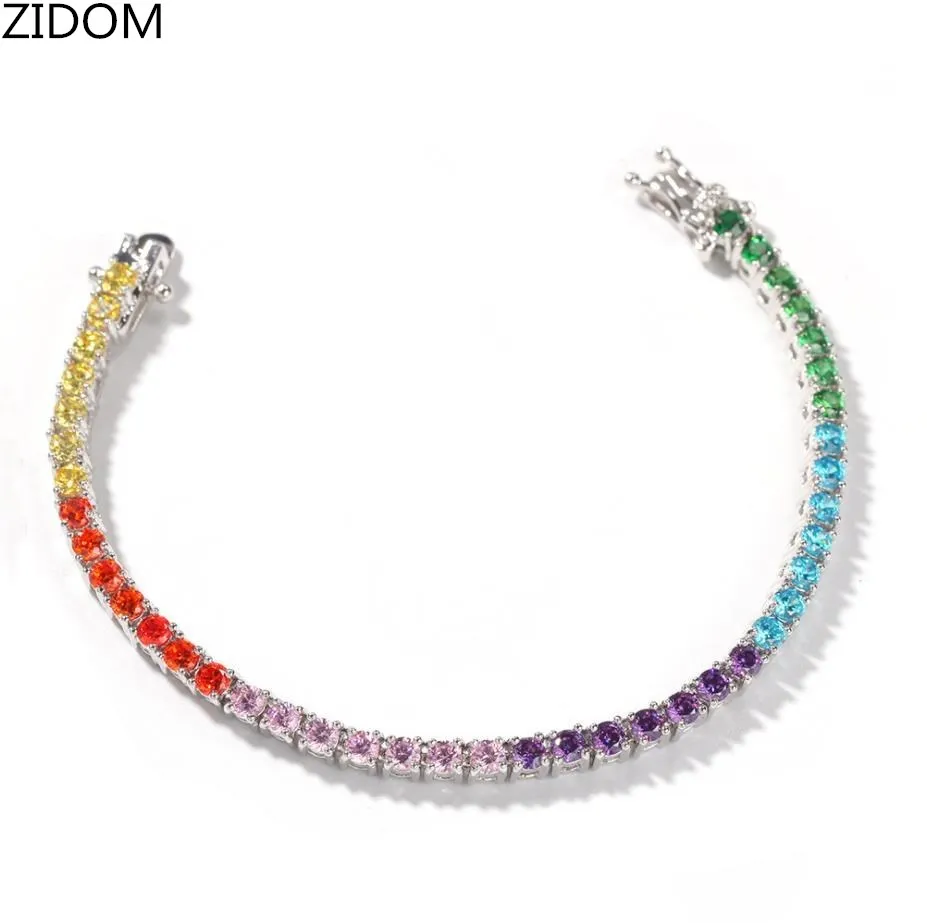 Мужской/женский браслет в стиле хип-хоп iced out, высокое качество, многоцветный циркон, 3,5 мм, теннисная цепь, браслеты в стиле хип-хоп, ювелирные изделия, Прямая поставка