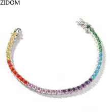 Мужской/женский браслет в стиле хип-хоп iced out, высокое качество, многоцветный циркон, 3,5 мм, теннисная цепь, браслеты в стиле хип-хоп, ювелирные изделия, Прямая поставка