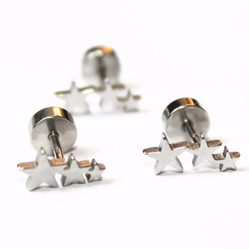 

A Pair Girl's Stud Earrings Silver Star Butterfly Stainless Steel Earrings Fashion Jewelry Ear drop Personality Party Gifts