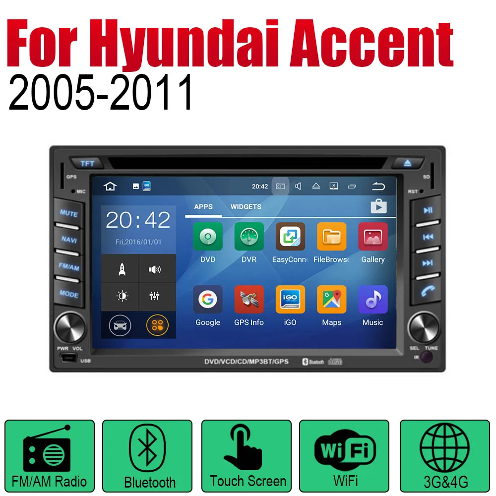 Android Автомобильная магнитола Стерео DVD gps навигация для hyundai Accent Era 2005 2006 2007 2008 2009 2010 2011 Bt wifi 2din Автомобильная магнитола