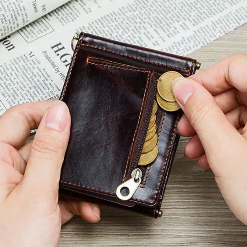 Vintage Men's Genuine Leather RFID Blocking Wallet ID Credit Card Holder Business Purse A69C