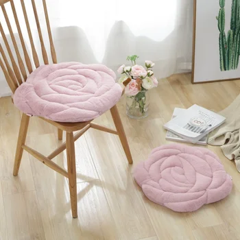 

Plush Simple Rose Plush Cushion Japanese-style Chair Cushion Anti-skid Bay Window Cushion Dining Chair Cushion Futon 45X45CM