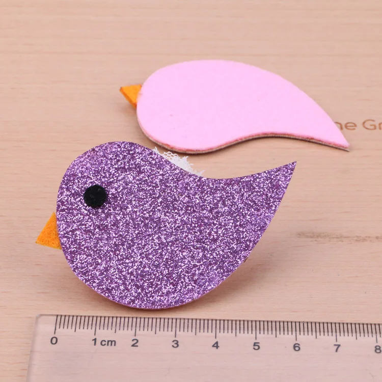 2 5pcs/Lot Glitter Kawaii Animal Bird Patch Stikers Cute Jewelry DIY Garement Hair Jewelry headband Clip Headwear Decoration 70mm - Цвет: 2