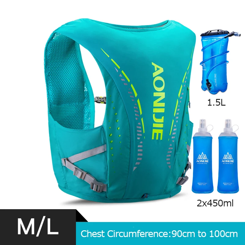 ML Turquoise Set AONIJIE C958 легкий ультра жилет 8L Гидратации Рюкзак Пакет сумка мягкая вода мочевого пузыря колбы походные тропы бег марафон гонки - Цвет: ML Turquoise Set
