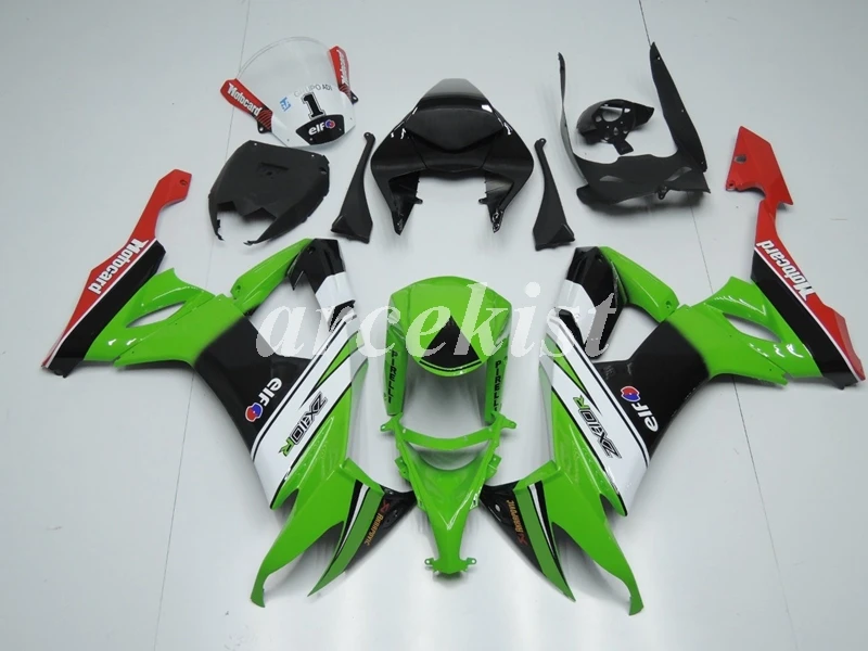 4 подарки ABS пластик полный обтекатель комплект подходит для Kawasaki Ninja ZX-10R 2008 2009 2010 08 09 10 10R Кузов Набор красный зеленый