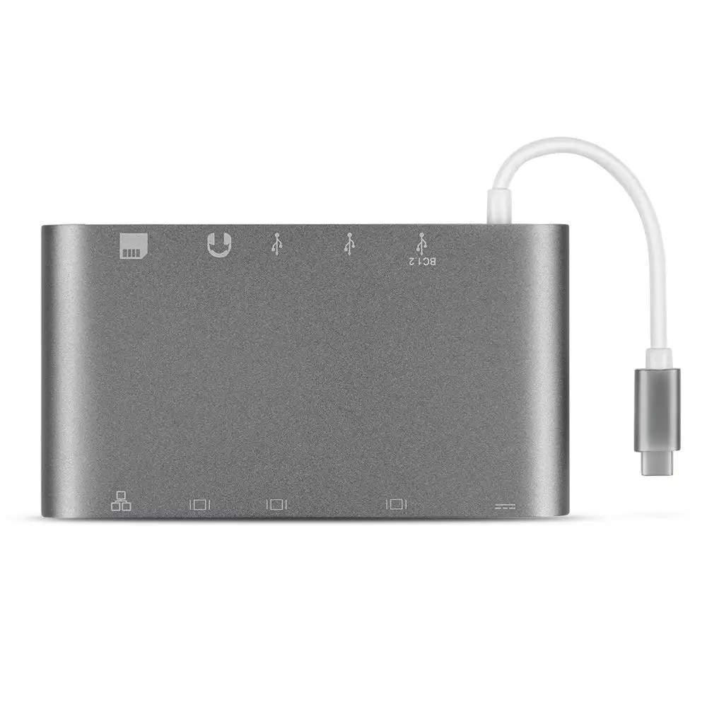 Silver USB-C/type C/Thunderbolt 3 к USB 3,0/HDMI 4 K/VGA/Mini display/Ethernet/стерео/SD карта/Micro SD карта USB-C адаптер - Цвет: Silver