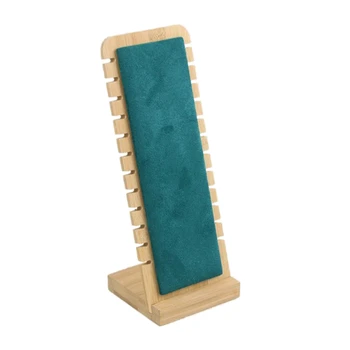 

Bamboo Wood Jewelry Display Stand Necklace Showcase Holder Pendant Long Chain Hanging Organizer Rings Necklace Board
