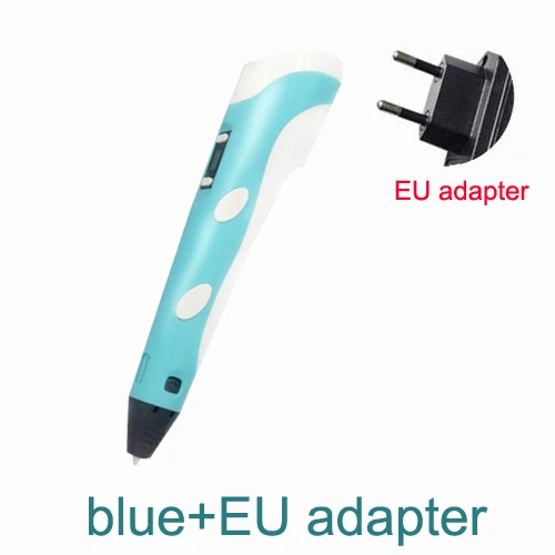 Blue-EU adapter Регулируемая печать детей развивающие игрушки DIY светодиодный экран ABS креативный подарок Живопись Дизайн 0,7 мм диаметр наконечника 3D Ручка - Цвет: Blue-EU adapter