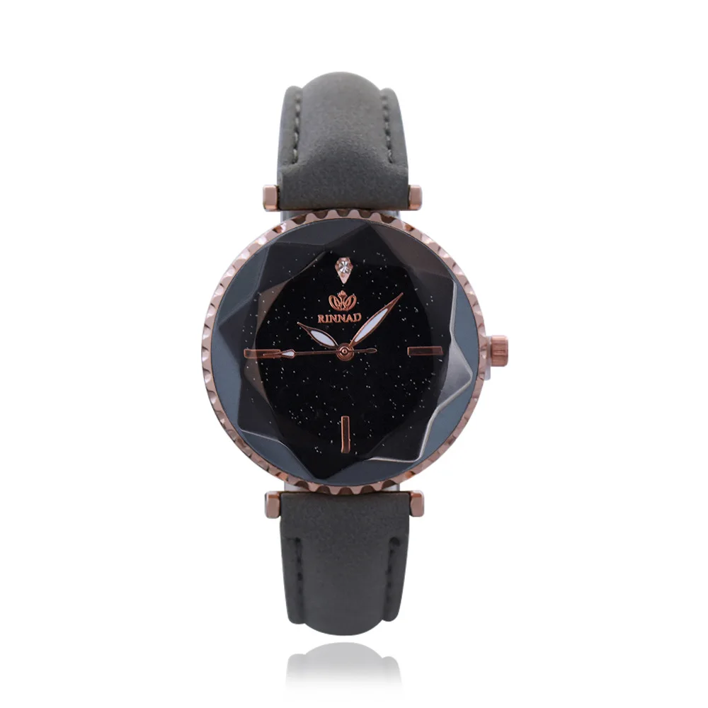 

Wish Hot Selling Fashion Diamond Shape Glass Ladies' Watch Simple Measuring Stars Gear Students Quartz Watch