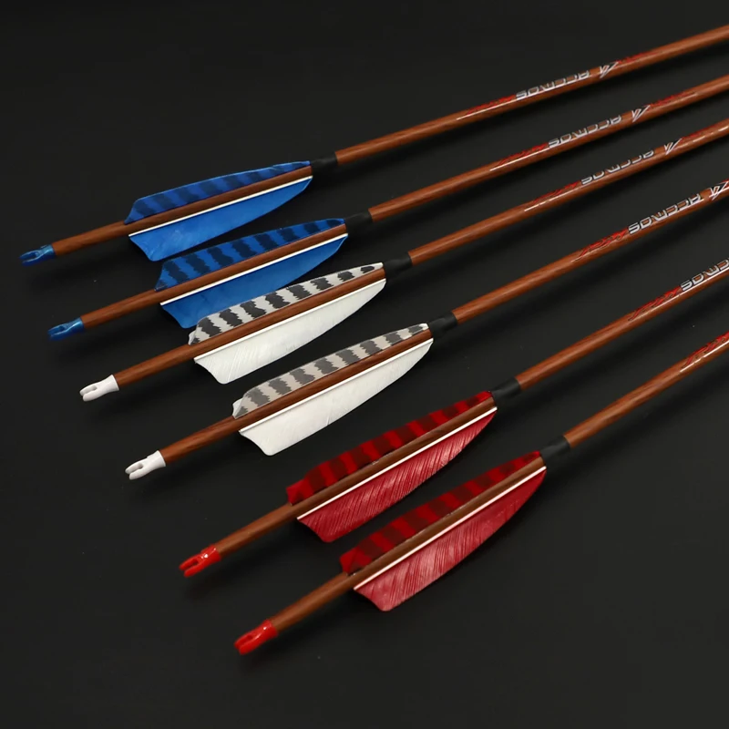 6/12Pcs 30" SP 400 Archery Carbon Arrows 4'' Turkey Feather Compound Bow Hunting 