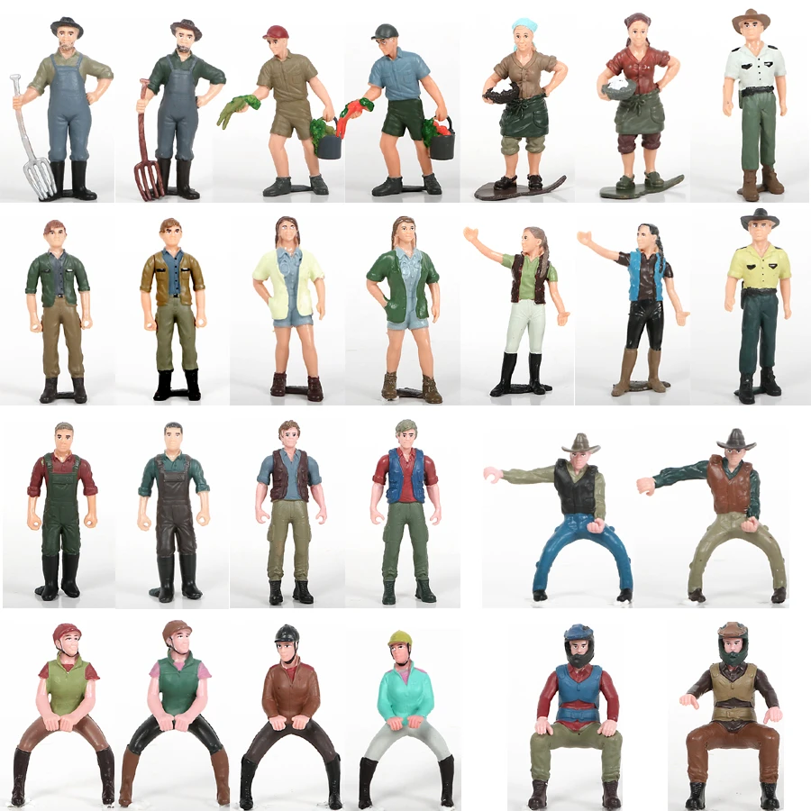 26pcs People Action Figures,plastic Hand Painted Miniature Farmer