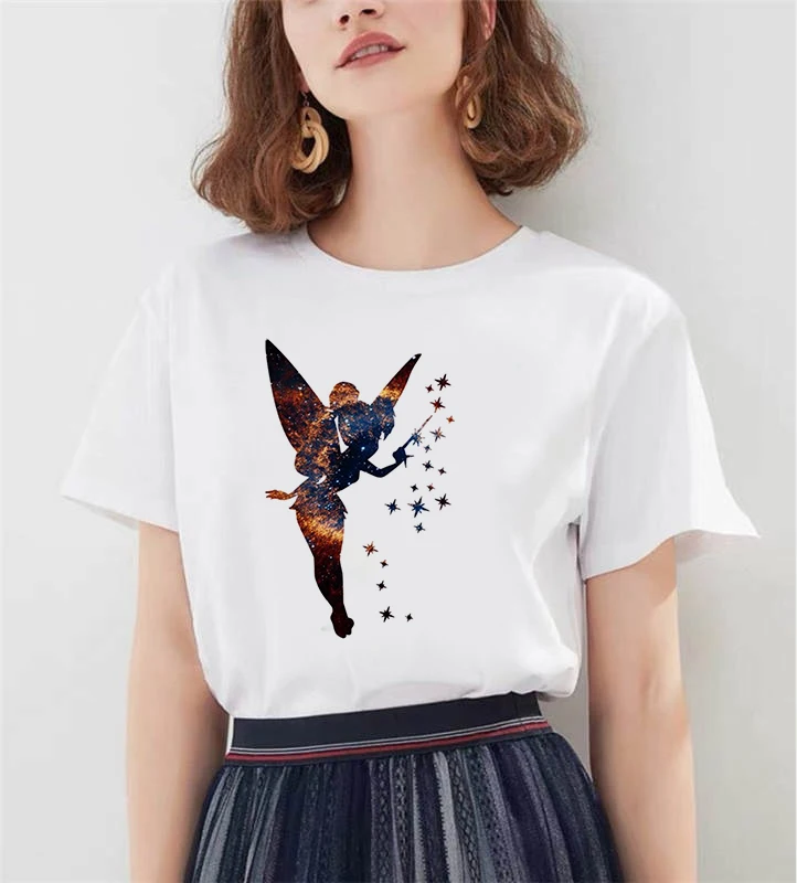 

The Great Wave of Aesthetic T-Shirt Women Tumblr 90s Fashion Graphic Tee Cute T Shirts And Flying Fairy Summer Tops Female