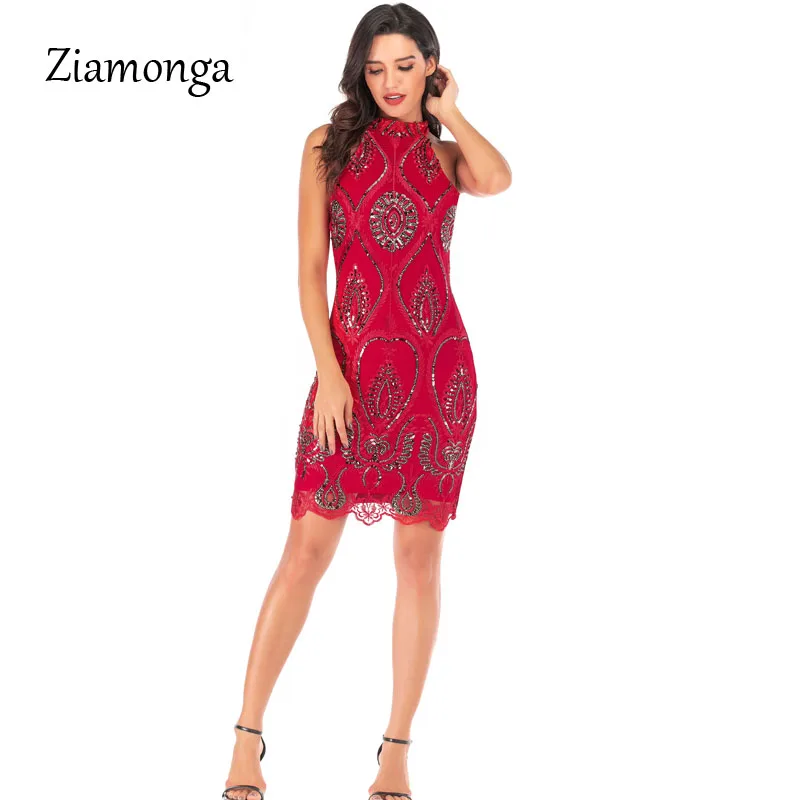 Ziamonga женское летнее платье, повседневные сексуальные винтажные платья, элегантное кружевное вечернее платье с вышивкой, облегающее платье-карандаш с блестками