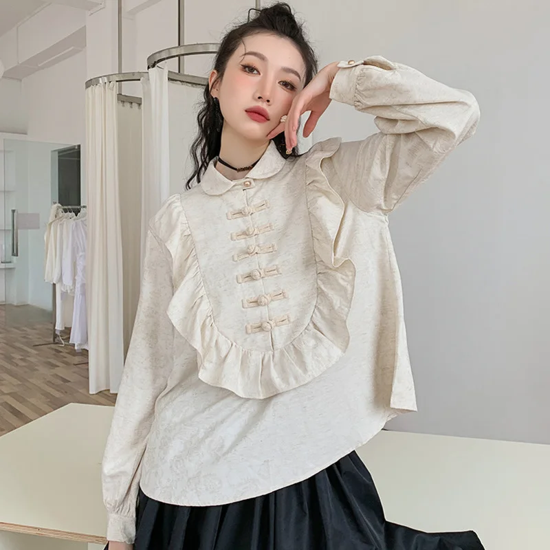 

2022 Spring Autumn New Women Lapel Single Breasted Shirt Female Long Sleeve Solid Color Shirts Fashion Top Clothes N328