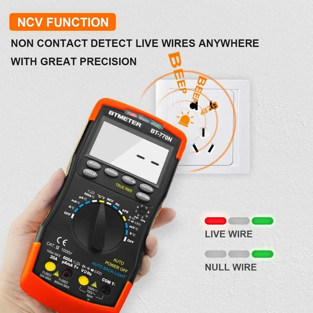 BTMETER BT-770N мультиметр Авто/ручной диапазон цифровой Avometer Универсальный измеритель 6000 отсчетов с самоблокирующейся защитой