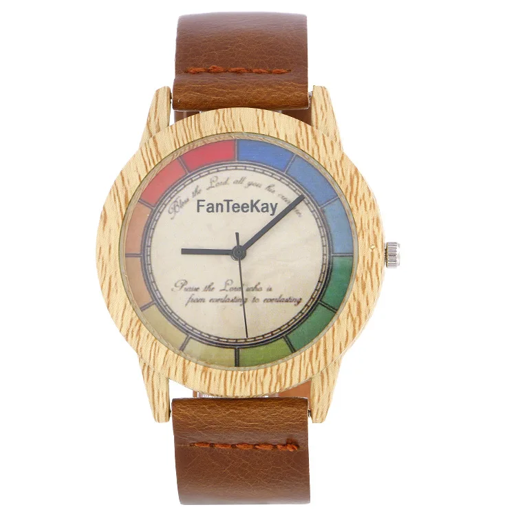

Fashion Student Watches 2019 Creative Design Wristwatch Brown Leather Strap Watch Retro Colorful Male Clock Relojes Para Hombre