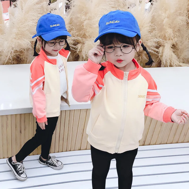 

Girls Spring Clothing Coat 2019 New Style Western Style Kids' Jacket Baseball Uniform Spring And Autumn Baby Cute Short Children