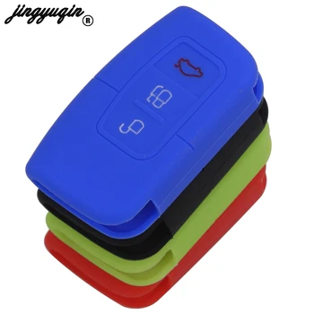 

jingyuqin 30pcs/lot 3 Buttons Car Key Case Key Silicone Protect Bag Cover Remote Smart Fob Accessories For Ford Focus 2016 2017