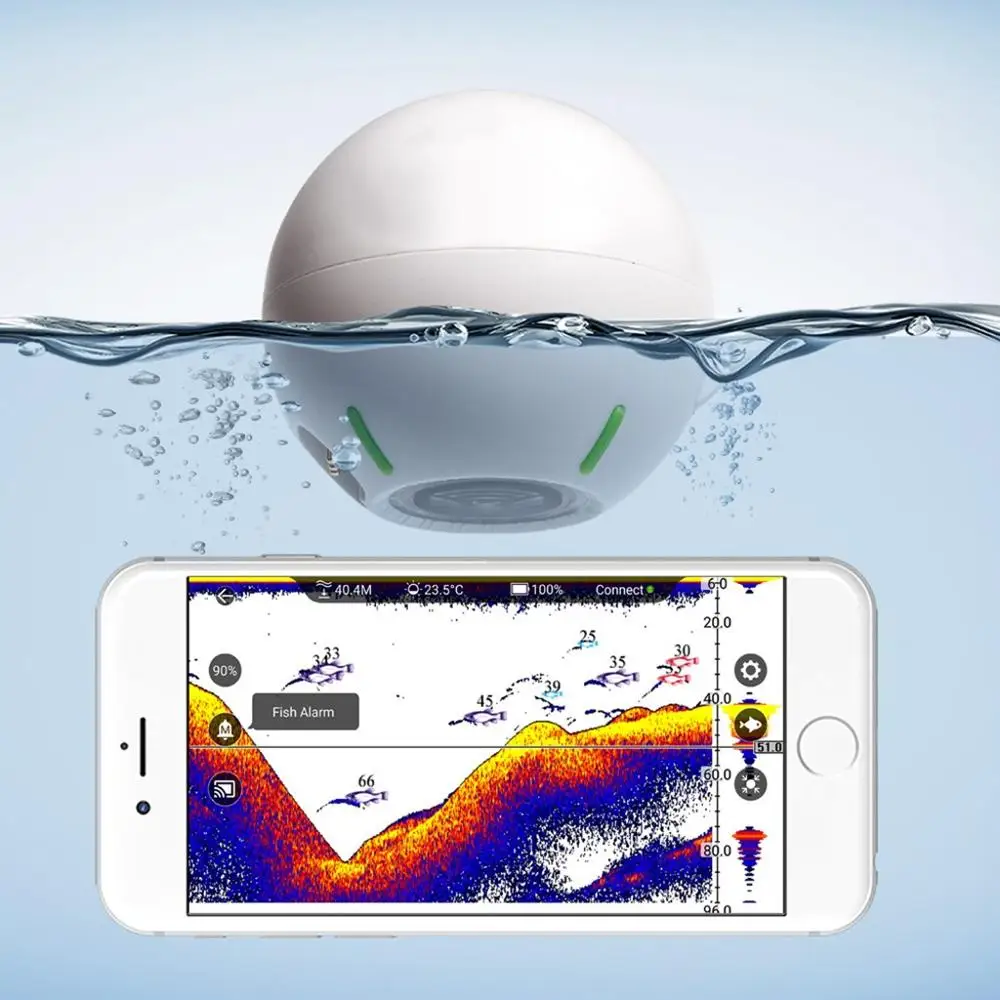 

Fishing smart sonar depth detector wireless USB rechargeable 26 operating languages wireless Bluetooth fish detector 30S16