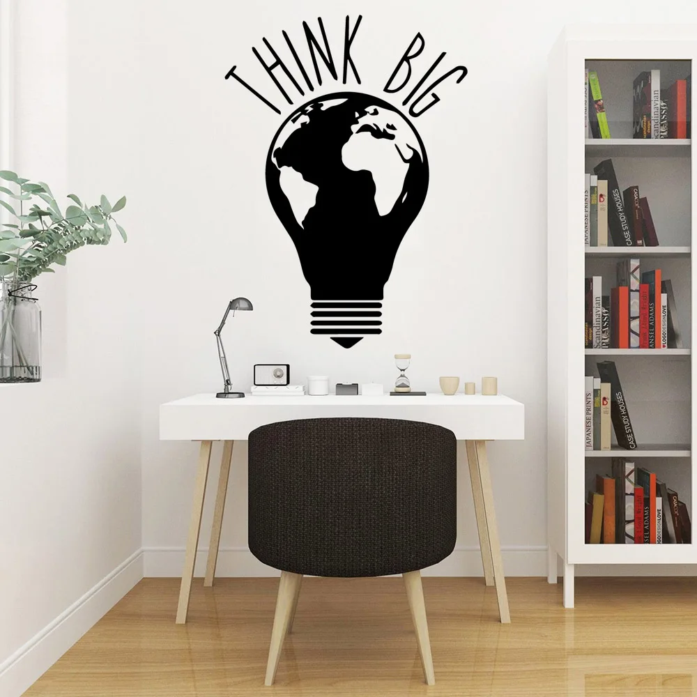 Think big idea Frase стикер на стену s для офиса комнаты виниловая наклейка фреска спальня стикер Adesivo де parede LW740