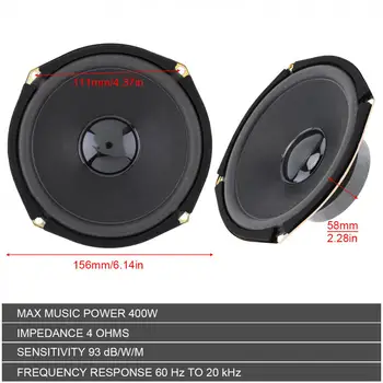 

1pcs 12V 6 Inch 400W Car Coaxial Speaker Vehicle Door Auto Audio Music Stereo Full Range Frequency Hifi Speakers