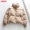 Tangada Women Solid Khaki Oversize Parkas Thick 2022 Winter Zipper Pockets Female Warm Elegant Coat Jacket 6A120 ► Photo 3/6