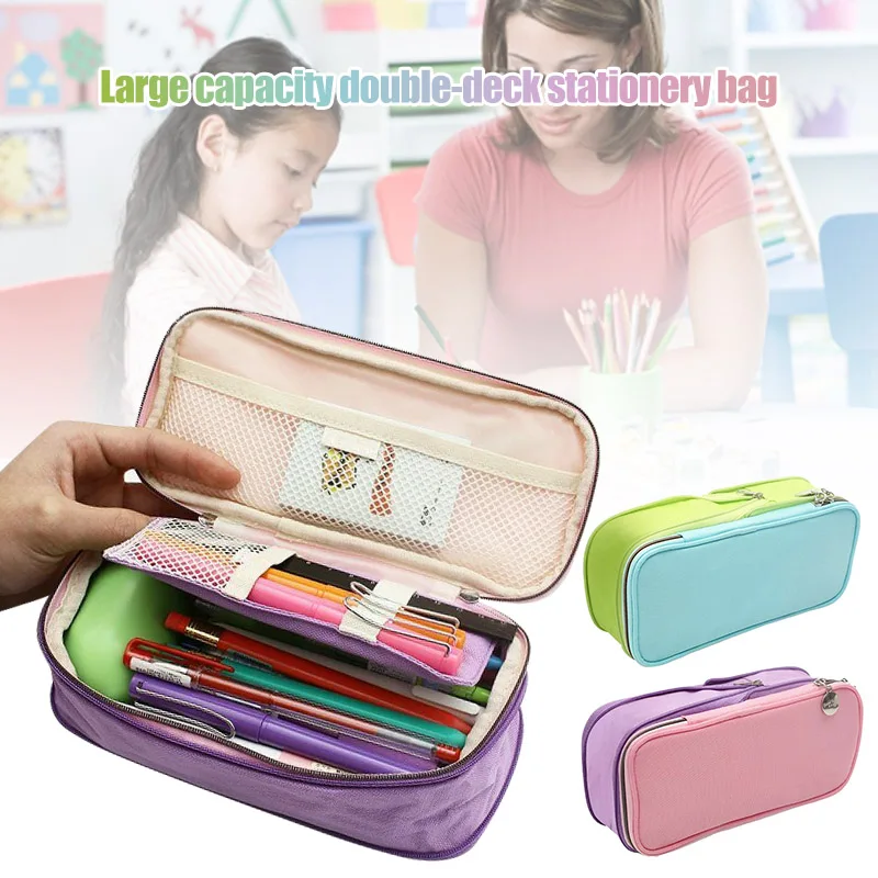 

Zipper Pencil Case Pen Bag Pouch School Supplies Large Capacity for Children Students GV99