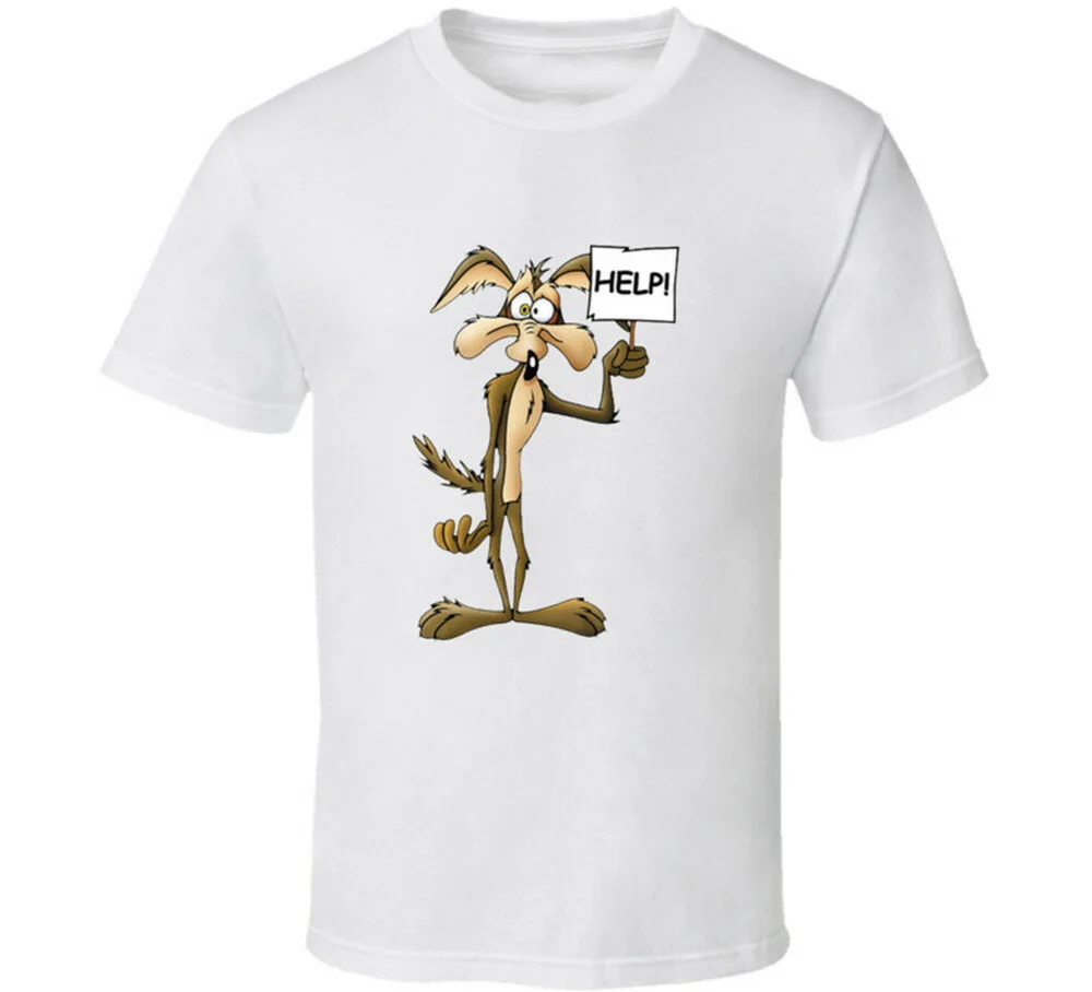 Wile E Coyote Help Graphic T-Shirt Mens Tee Size S - 3XL Fan Gift New From US Cotton Unisex Men Women Tops Shirt |
