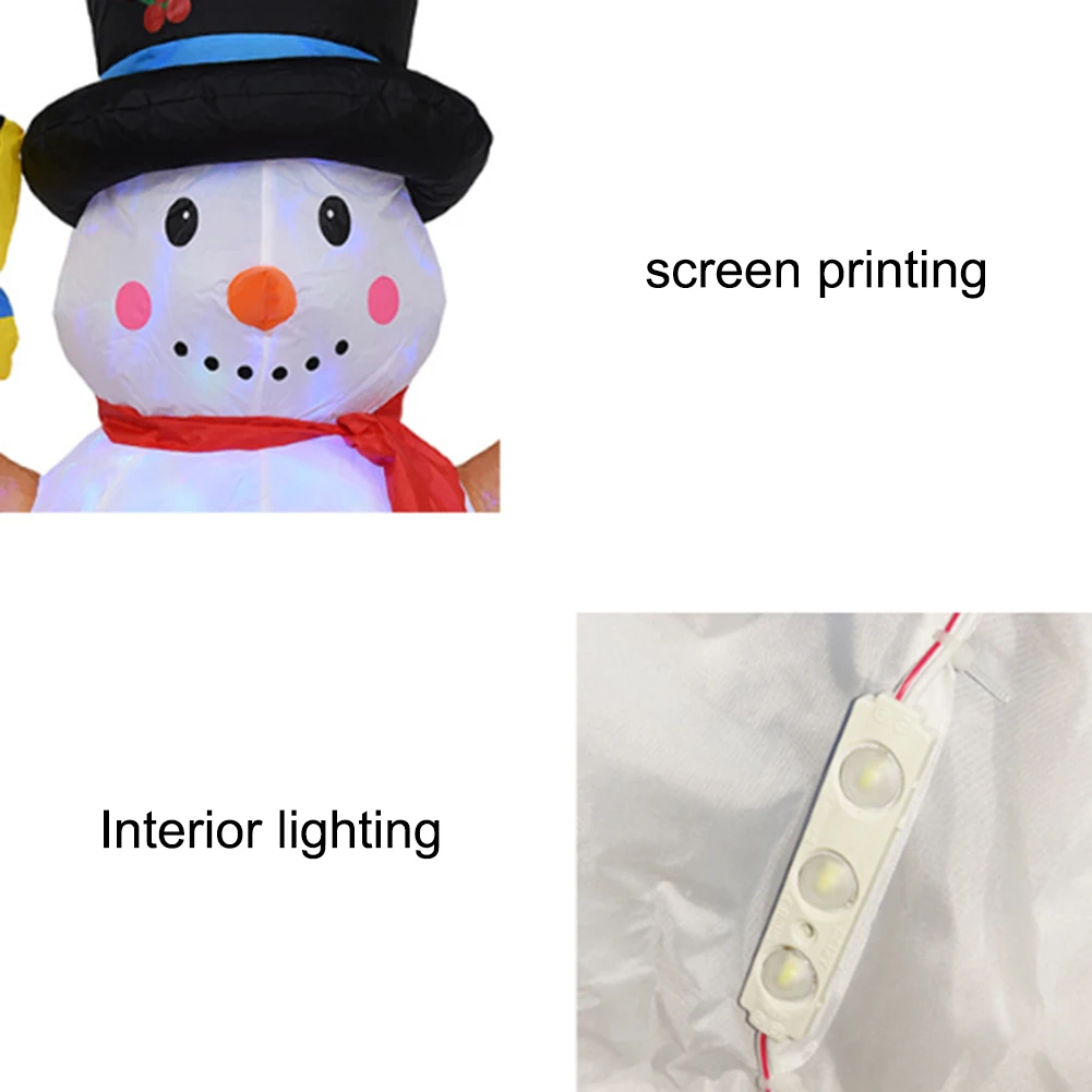 1.2M Broom Snowman Inflatable Fun Toys with Color Changing LED Lighted Christmas Carnival Winter Party Props Outdoor Decoration