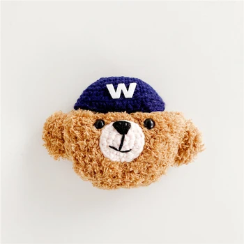 

Cute Teddy Dog Earphone Cases For Huawei Freebuds 3 Airpods pro 1 2 Kawaii Sheep Skin Plush Toys Earbuds Protect Cover With Hook