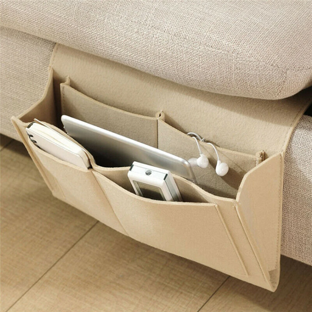 

Dormitory Felt Bedside Hanging Storage Organizer Student bedside rack computer pockets book holder