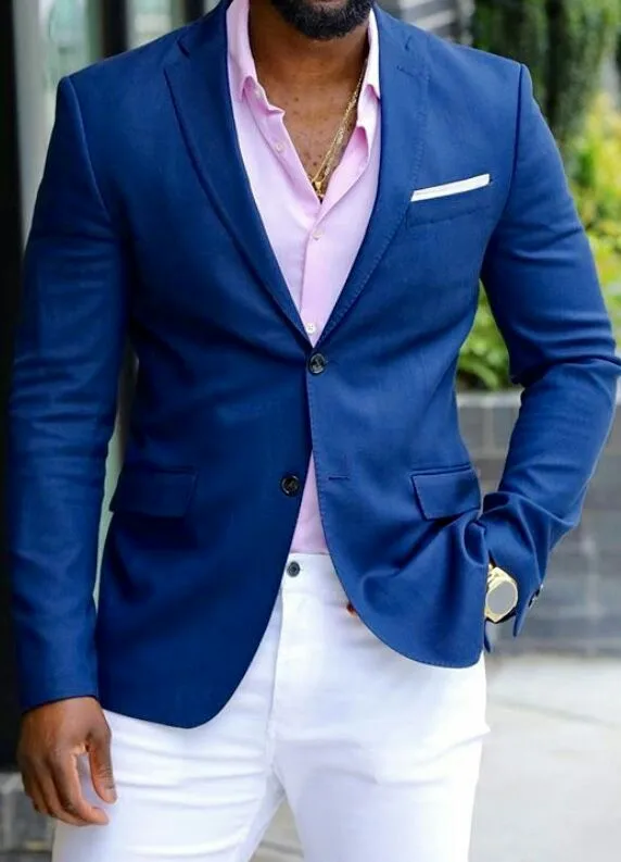 

Casual Blue Suits Men 2019 Groom Tuxedo for Wedding Business traje hombre Man Blazer Costume Homme Slim Terno Masculino 2Piece