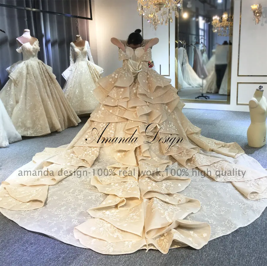 Аманда дизайн vestidos de novia tallas grandes с открытыми плечами кружева роскошное свадебное платье