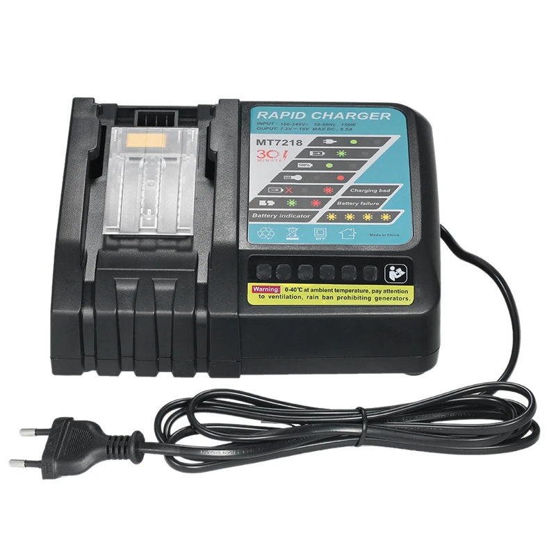 

HFES Mt7218 6.5A Battery Charger Replacement Power Tool For Makita Dc18Rc Dc18Ra Bl1830 Bl1815 Bl1840 Bl1850 14.4V-18V Li-Ion Ba