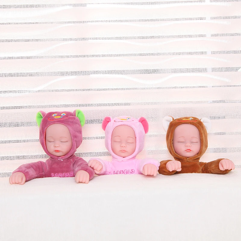 25CM Cute Animal Sleep Baby Doll Toys Soft Plush Soft Silicone Reborn Babies Kids Toy Monkey Bear Reborn Doll