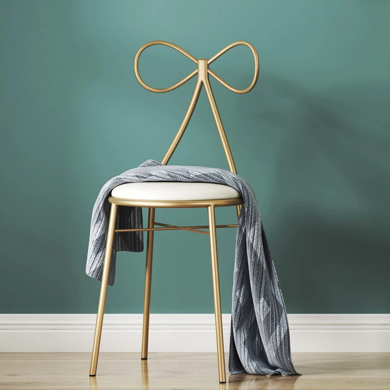 

Dining Chair Butterfly Chair Designer Creative Fashion Simple Nordic Dining Chair Wrought Iron Gold Metal Lounge leisure Chair