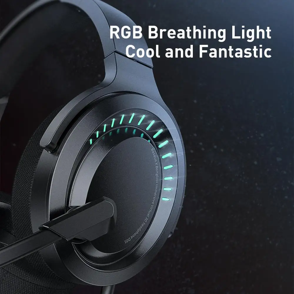  Baseus D05 3D Stereo Gaming Headphone USB/Type-C Colorful LED Light Wired Game Headsets with HD Mic